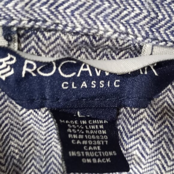 ROCAWEAR CLASSIC MENS SHORT SLEEVE LINEN MIX BLUE SHIRT SIZE L - Picture 2 of 5